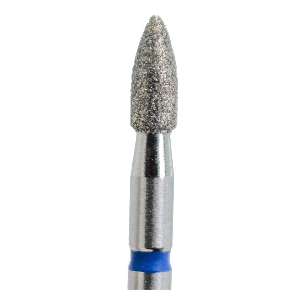KMIZ Diamantová fréza - plamínek zkrácený - modrá, L-6,0 mm, Ø 2,5 mm