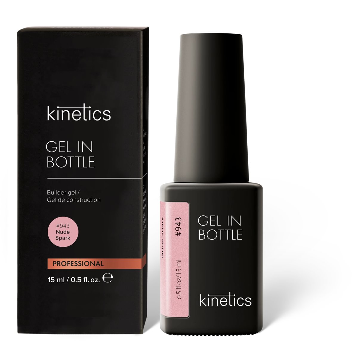 KINETICS Gel v lahvičce - Gel in Bottle #943 Nude Spark - 15 ml
