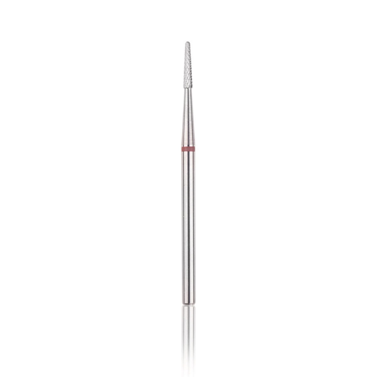 HEAD Tvrdokovová fréza – zaoblený kužel – červený, L-8,0 mm, Ø2,3 mm