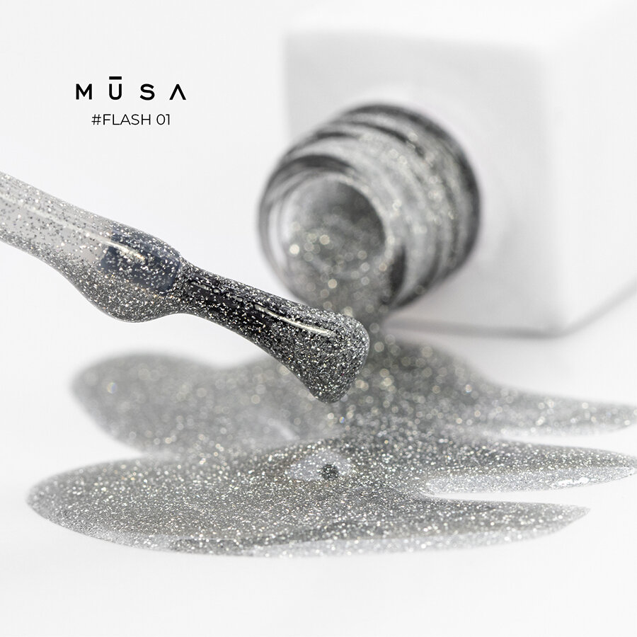 MUSA Gel lak - FLASH 01 - stříbrný, 7 ml