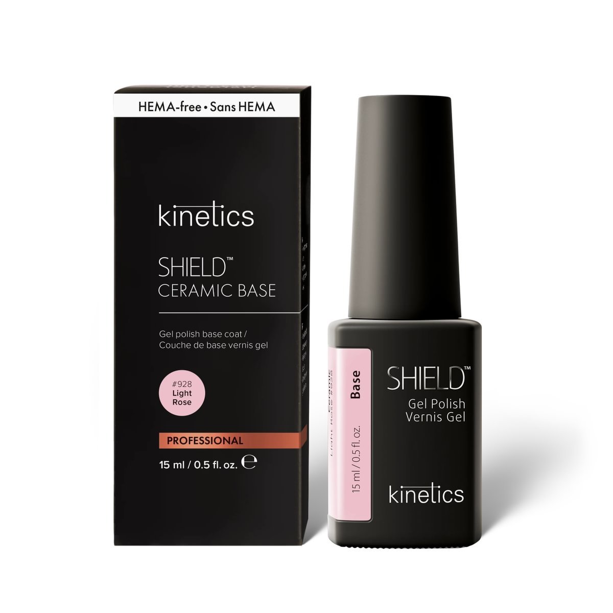 KINETICS Keramický bázový gel lak - SHIELD (HEMA FREE) - Light Rose #928 - 15ml