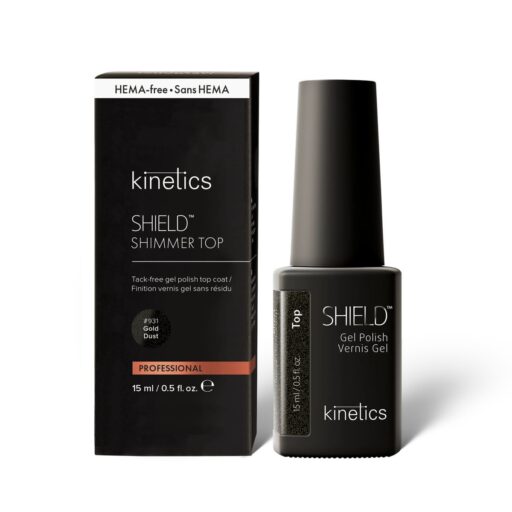 KINETICS Závěrečný gel lak - SHIELD - Shimmer Top Gold #931 - 15ml