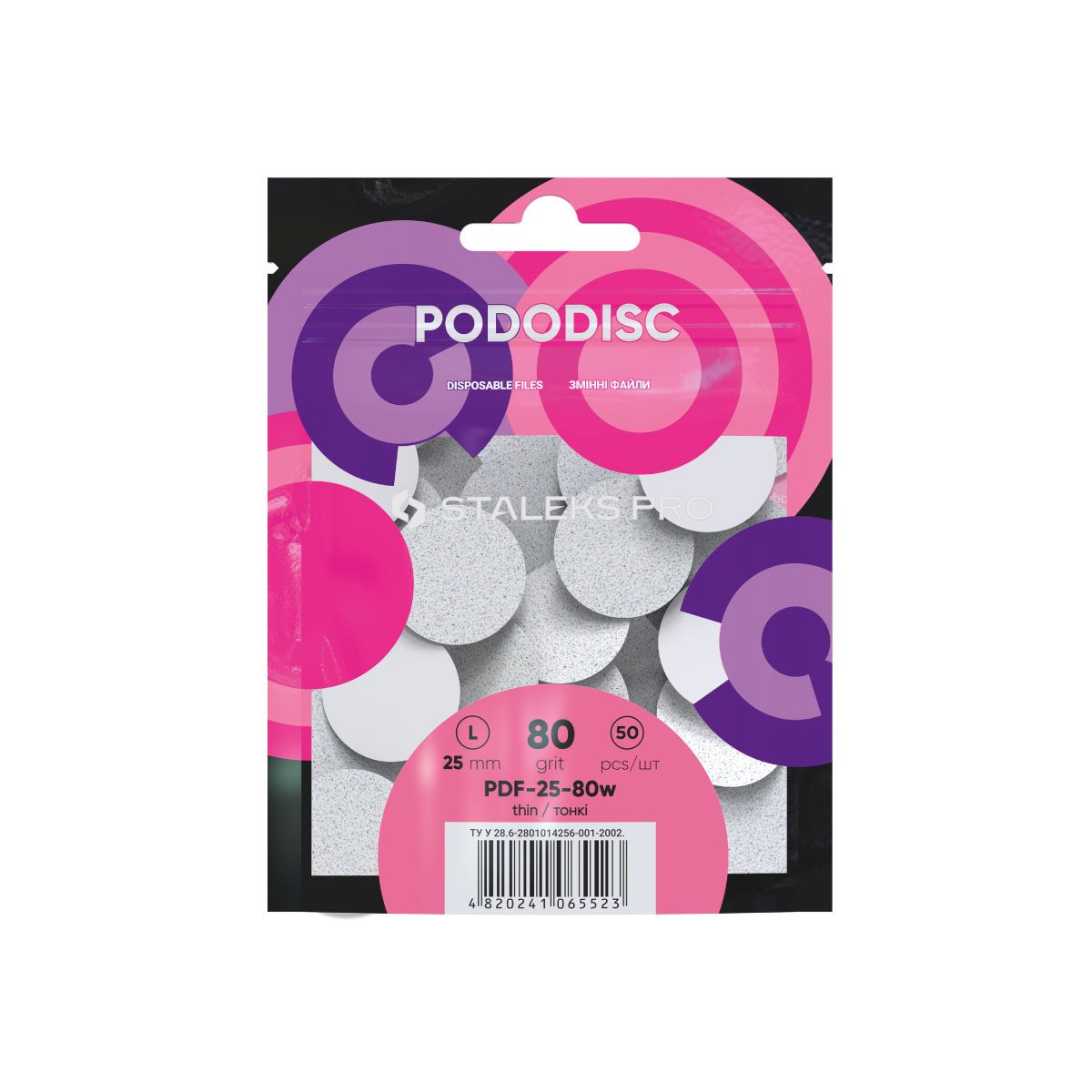 STALEKS PRO Náhradní brusný papír na disk - bílý - PODODISC - L - 25 mm
